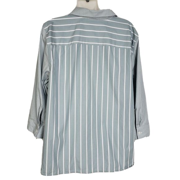 Chico's Womens Shirt Size 3 XL 16 Striped Mix Button-Down Wrinkle Resistant 3/4 - Picture 2 of 11